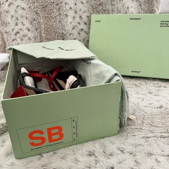 Off white zip tie ankle strap heels size 6 - Picture 5 of 16